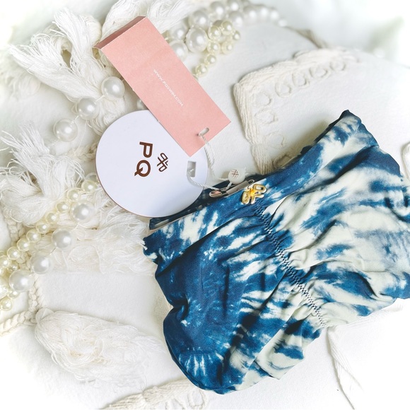 PQ PilyQ Swim | S | Isla Full Deep Soul Teal Tie Dye Full Ruched Bikini Bottoms - Picture 4 of 11